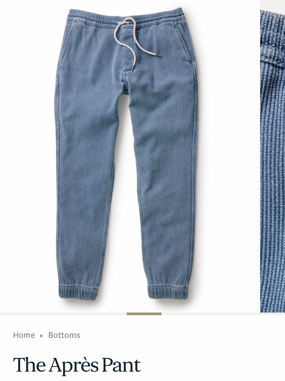 NEW Taylor Stitch Corduroy Joggers in Slate Blue